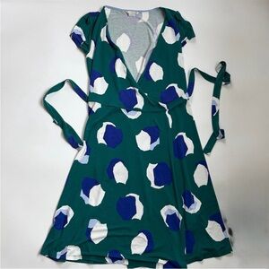 Boden Jersey Wrap Dress Collage Spot Print Size 8R